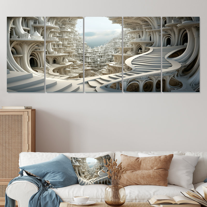 Ensemble de 5 pièces de décor architectural, H 32 po x l 80 po