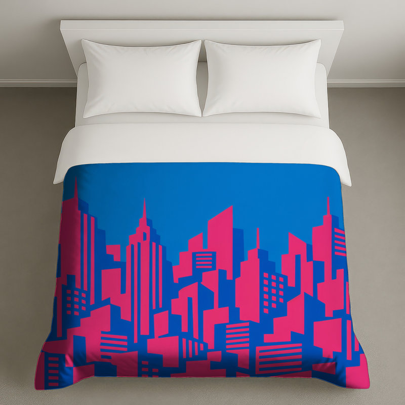 Housses de couette bleues gratte-ciel, Twin
