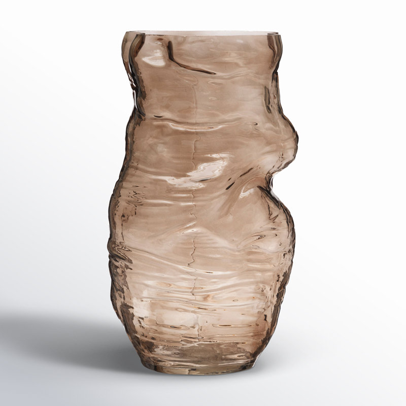 Isabela Handmade Glass Table Vase, 11.75" H x 6.75" W x 6.25" D, Brown