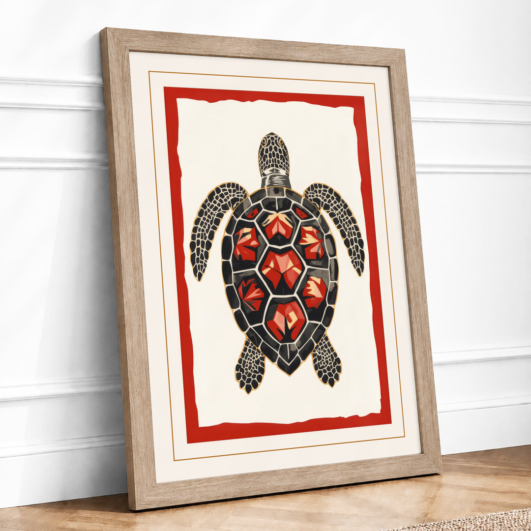 Ornamental Sea Turtle Coastal - Framed Print