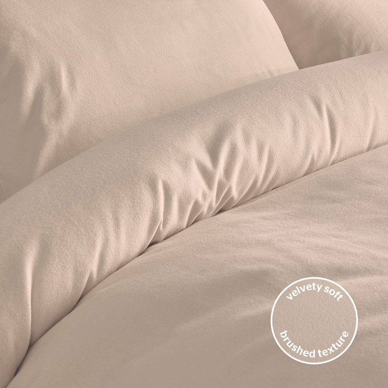Silentnight Brushed Cotton Duvet Set, Beige, King Duvet Cover Set + 2 Standard Pillowcases