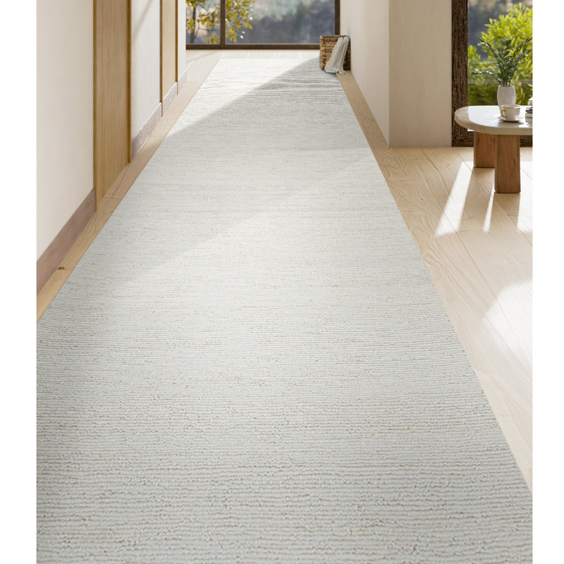 High-Quality Hand-Knotted Ivory Area Rug, Runner 3'3" x 15'9"