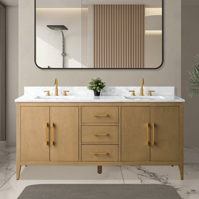 Ensemble de meuble-lavabo double 72 po avec plateau en marbre Chambery