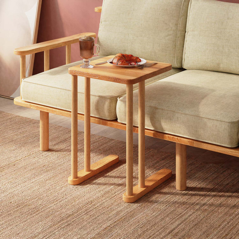 Table d'appoint Stark C, table d'appoint en C en bois massif pour canapé, salon et chambre à coucher