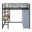 Lit mezzanine en métal avec bureau, tablettes, prise de courant, DEL et garde-robe-2117607056-2117607059
