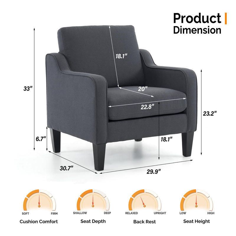 Chaise d'appoint Mid Century, Gris foncé