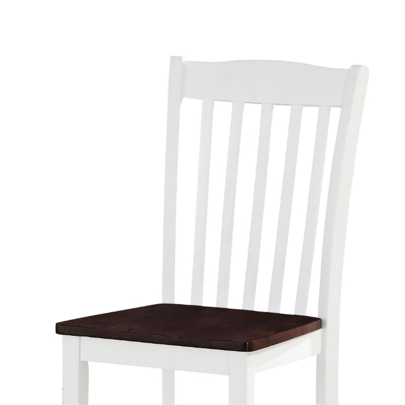 Chaise d'appoint blanche et noyer (2 chaises) - Un mélange moderne et intemporel avec une table rectangulaire aux pieds chaleureuse pour une expérience culinaire confortable avec 2 sièges en bois élégants