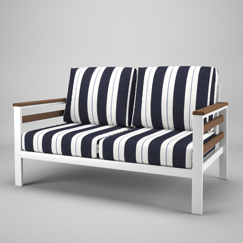 Townsend Metal Outdoor Loveseat With Sunbrella Cushion, Relate Harbor