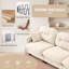 Canapé d'angle minimaliste en chenille plissée avec pouf, 2 places, beige-1411827148-1411827122