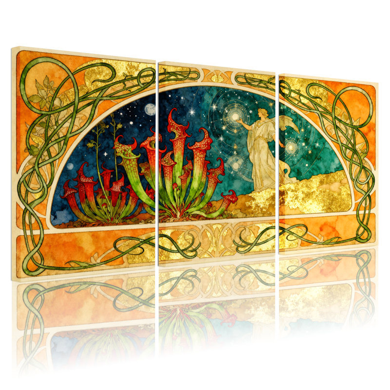 Fantaisie et science-fiction Art Nouveau, ensemble de 3 reproductions d'art sur toile, H 18 po x l 36 po