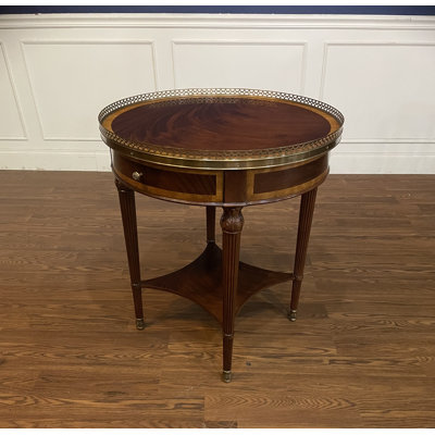 Round Mahogany End Table with Brass Gallery
