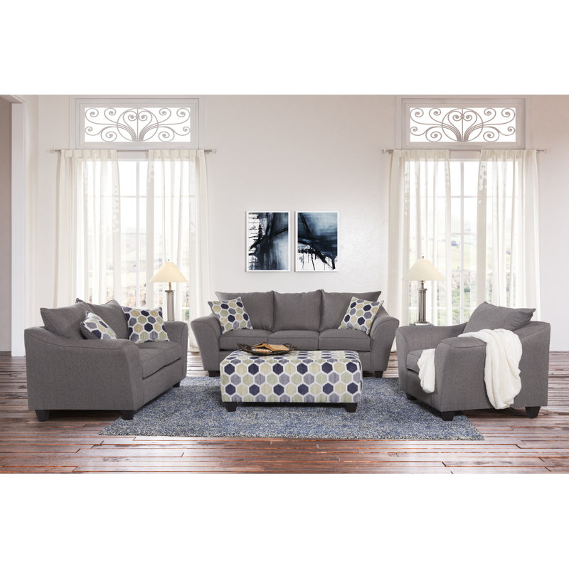 Canapé 89 po avec coussins réversibles, 100% polyester gris héritage