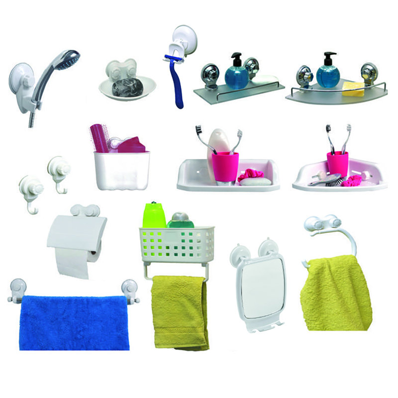White Plastic Rust Resistant Suction Shower Head Bracket