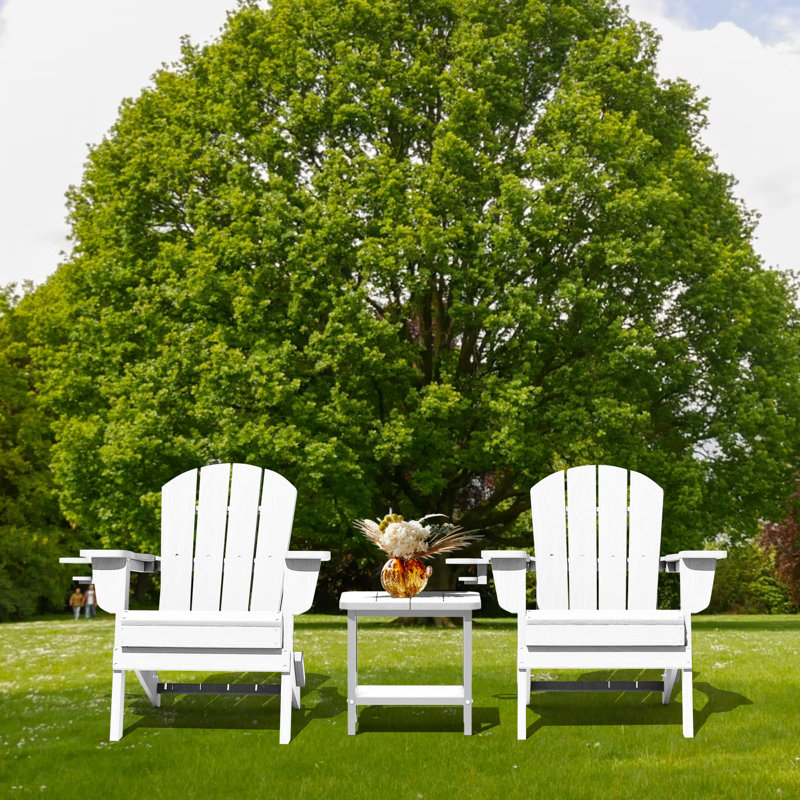 Folding Resin Adirondack Chairs (set Of 2), White