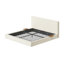 Structure de lit très grand AirFrame avec table d'appoint coulissante réglable, coussin éponge rembourré en velours côtelé de 8,7 po, assemblage facile (blanc crème)-133388862-133388863