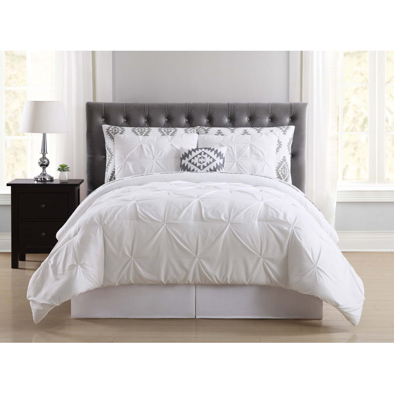 Pueblo Modern & Contemporary Polyester Comforter, White, Full Comforter + 7 Additional Pieces