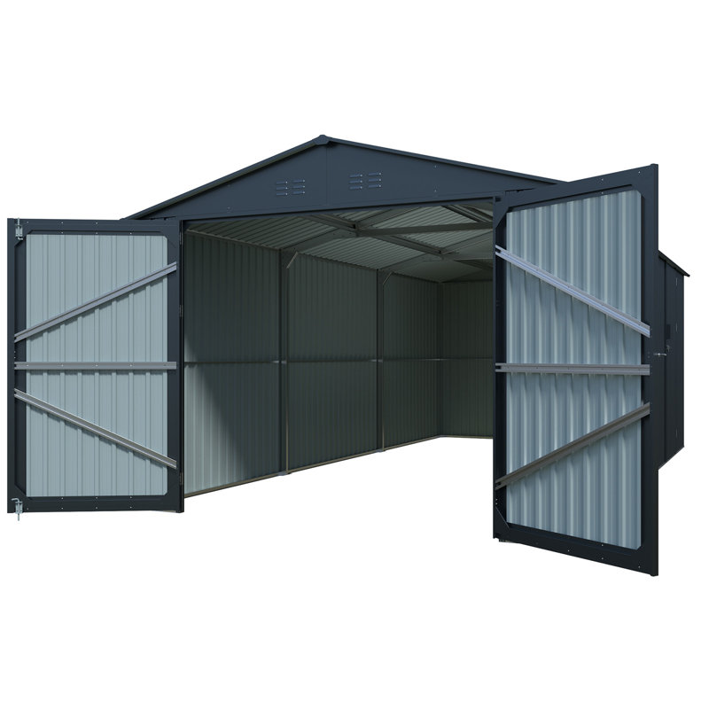 Lachezara 10 ft. W X 20 ft. D Metal Storage Shed Garage Shed, Gray Heavy
