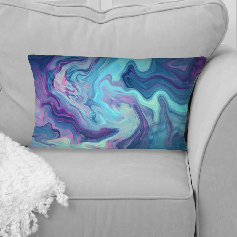 Coussin Turquoise mauve Marble Fusion I - imprimé abstrait