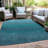 Machine Washable Indoor/Outdoor Xhevrie Teal Rug-1147510036