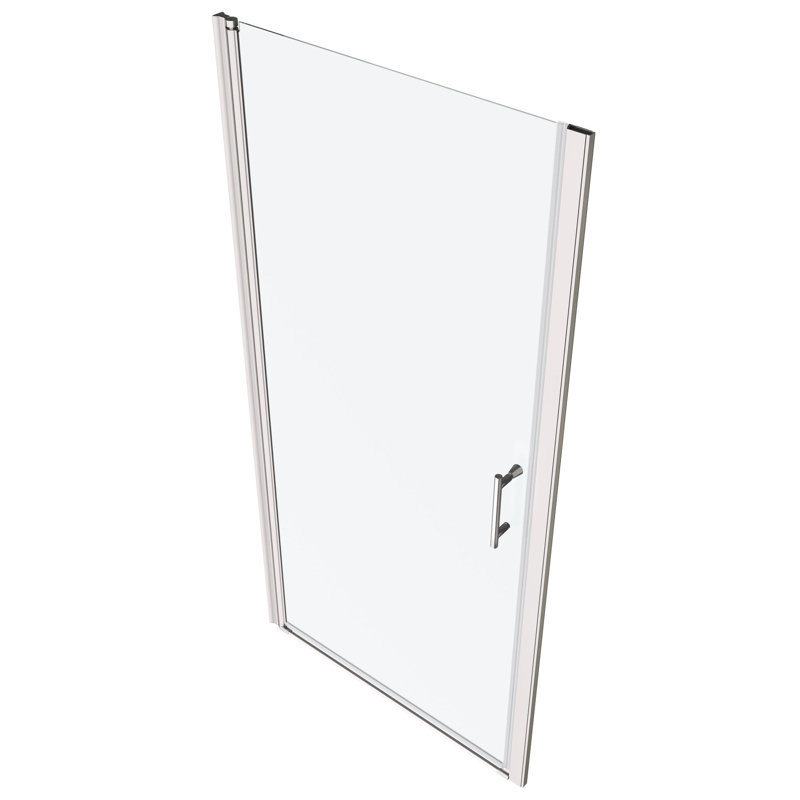 1/4" Tempered Glass Shower Door With Universal Pivot - 1 3/8" Adjustable, Polished Finish, #304 Stainless Steel Handle, Wall Channel, 36000 Open & Close Tests, Easy Install, Good Leakage, Smooth