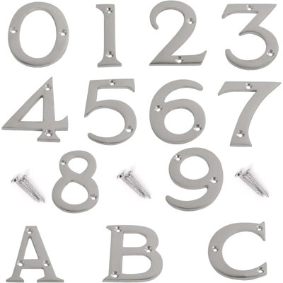 Satin Chrome Door Numbers 3inch 7.5cm H Brass House Letters And Numbers