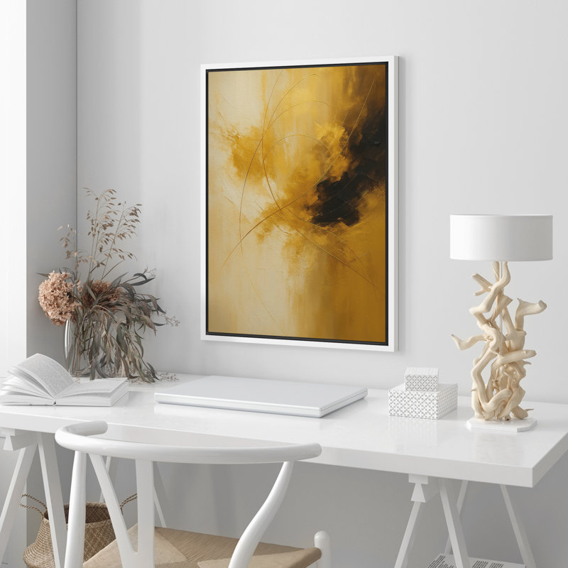 Reproduction d'art abstrait sur toile encadrée pour décoration intérieure moderne, H 36 po x l 24 po, Blanc
