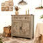 Buffet à porte de grange avec tiroir - Bois gris délavé, convenant à la cuisine, à la salle de bain, au balcon, à la salle à manger et au vestibule, avec rangement pour l'argenterie