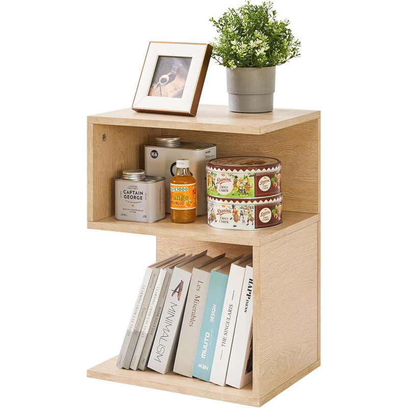 S-Shaped Nightstand, 3-Tier Wood Nightstand With Open Storage, Minimalist End Table For Small Spaces, Easy Assembly, Bedside Table For Bedroom