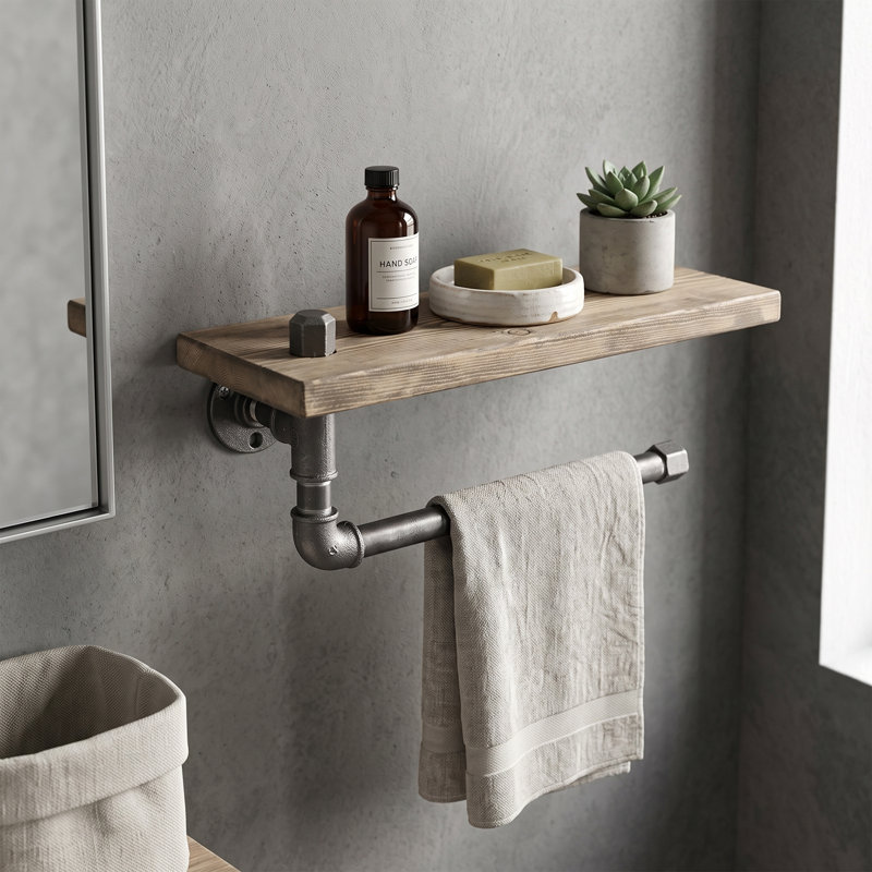 Industrial Wood and Metal Wall Shelf