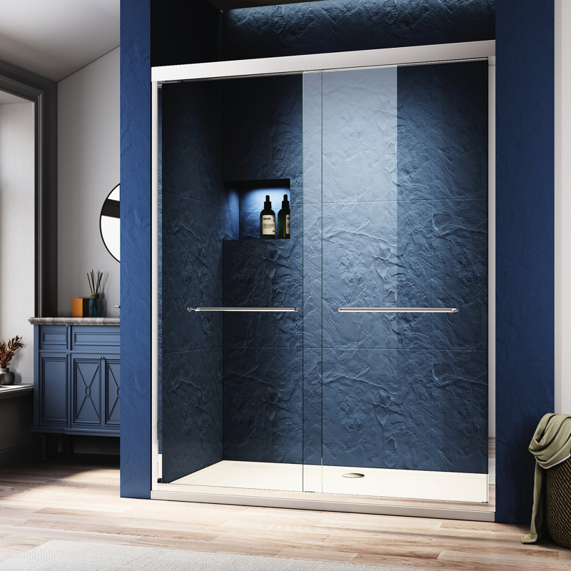 44 - 48 In. W X 72 H Sliding Shower Glass Door Finish Adjustable Semi , Clear Tempered Glass, Upgrade Aluminum And Stainless Steel Adjustable, Easy To Install Towel Hanging Function