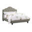 Grand lit tapissier gris en polyfibre gris, cadre de lit en bois de style arche, tête de lit réglable, lit de taille moderne