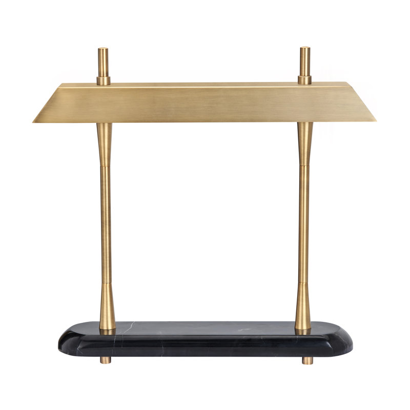 Lampe de table en marbre de 56,5 cm avec abat-jour en métal doré