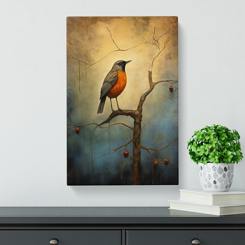 Robin Bird Modern - Wrapped Canvas, 50cm H x 35cm W x 3cm D