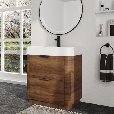 Meuble-lavabo simple Nimbus 36 po avec comptoir en résine, meuble-lavabo autoportant avec lavabo en résine