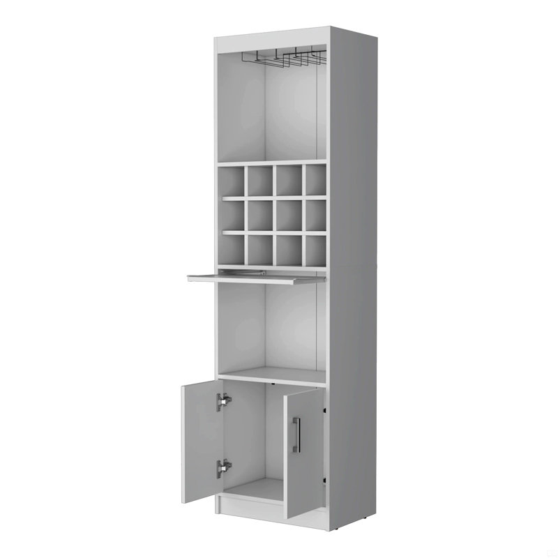 Bar avec rangement pour bouteilles de vin, Blanc