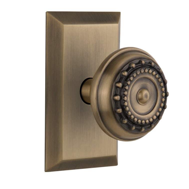 Poignée de porte Studio Plate avec Meadows, Laiton antique