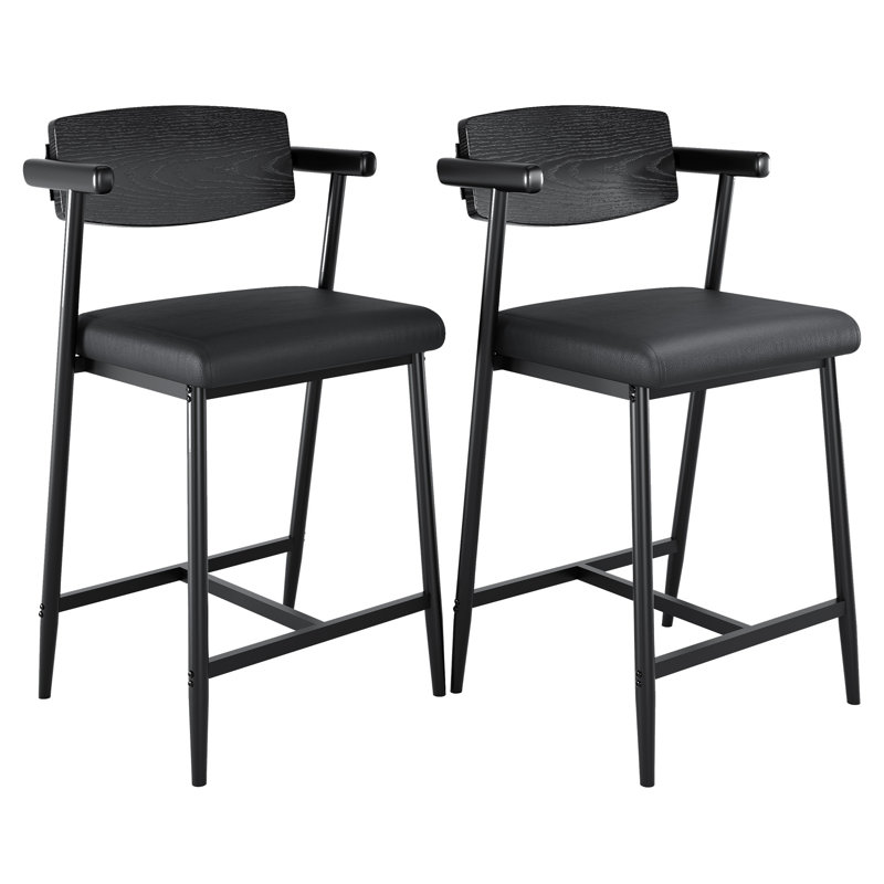 Counter Stool with Metal Frame, Black
