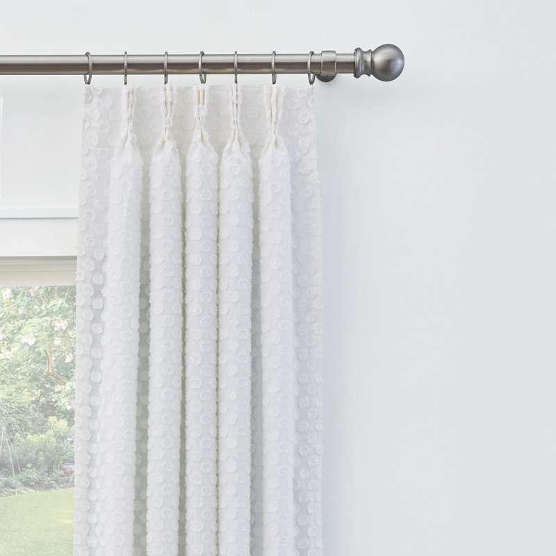 Lilla Cotton Blend Room Darkening Curtain, White, 20" W x 108" L