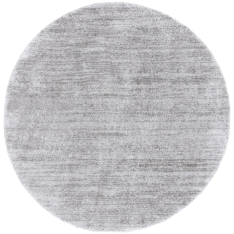 Tahoe Round Grey Shag Wool and Cotton Rug
