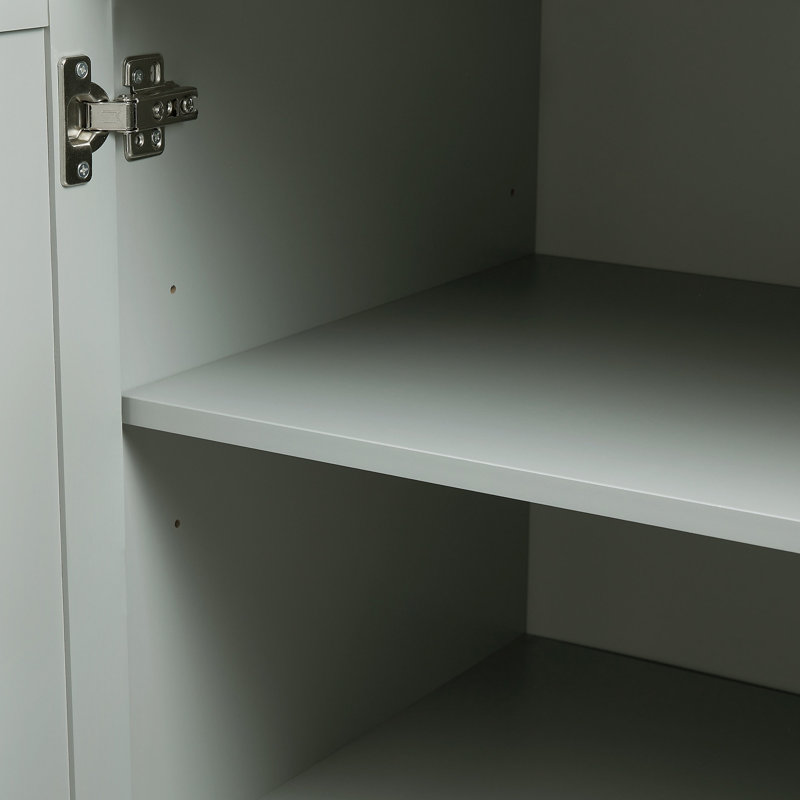 Tall And Wide Storage Cabinet With Doors For Bathroom/Office, Three Drawers, Grey, Gray