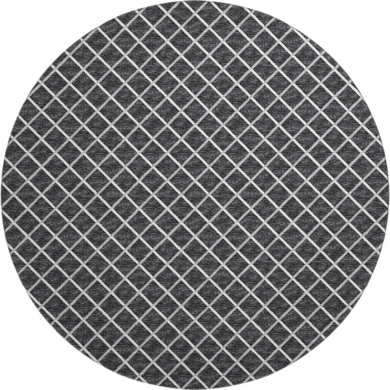 Premium Machine Washable Uran AMF140 Black Rug, Round 8'