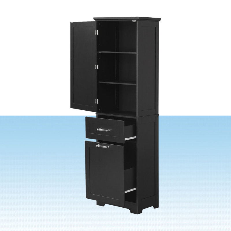 Spriha Freestanding Linen Cabinet, Black