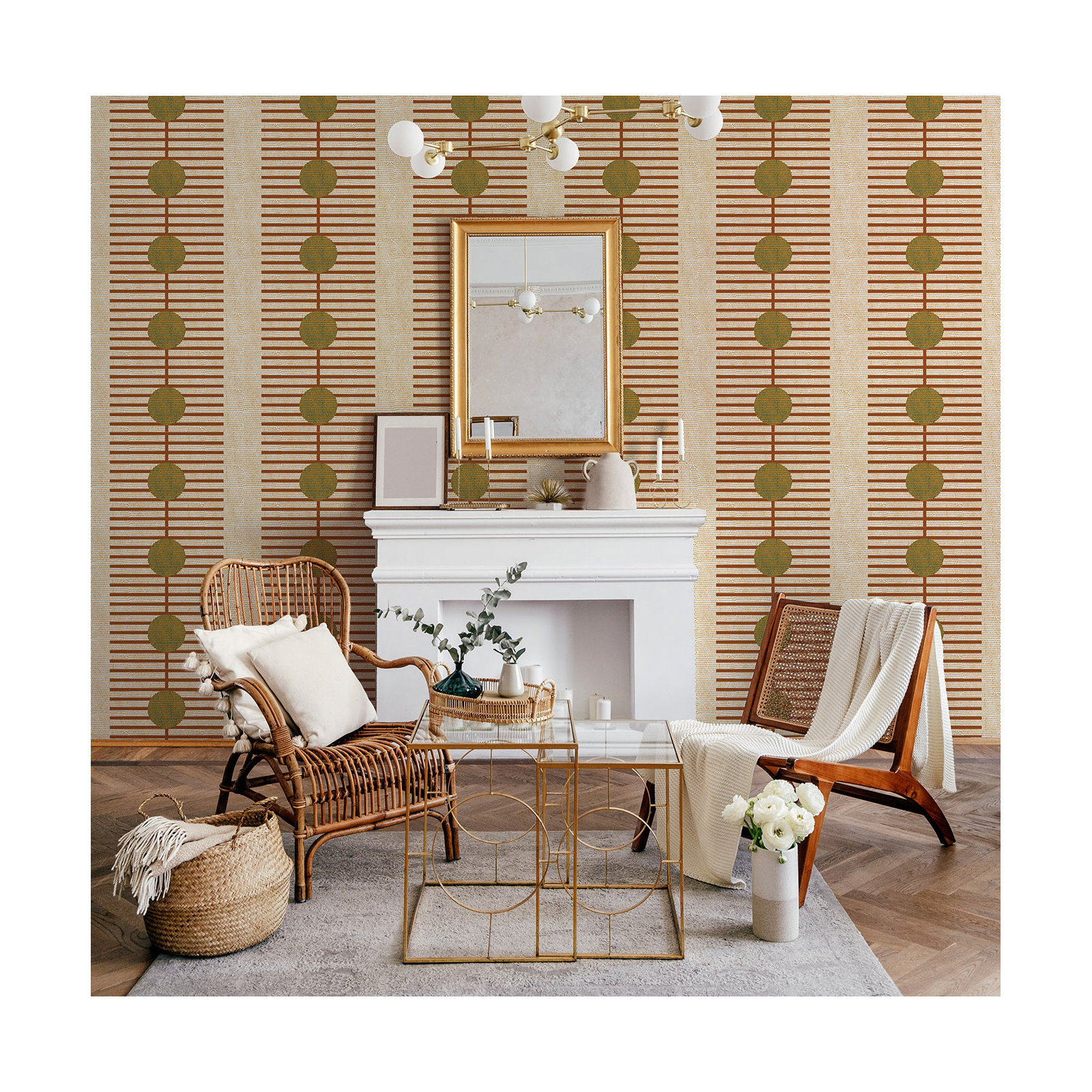 Nomalanga 10' L x 25" W Wallpaper Roll, Terracotta, Non-pasted