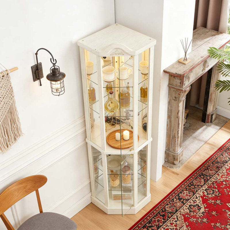Armoire en verre éclairée, Blanc