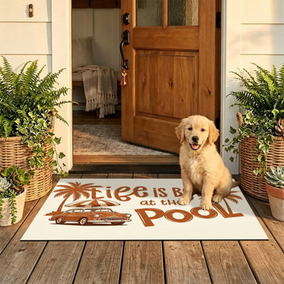  Non-Slip Indoor Outdoor Door Mat, 16"x24",USA flip flop beach welcome