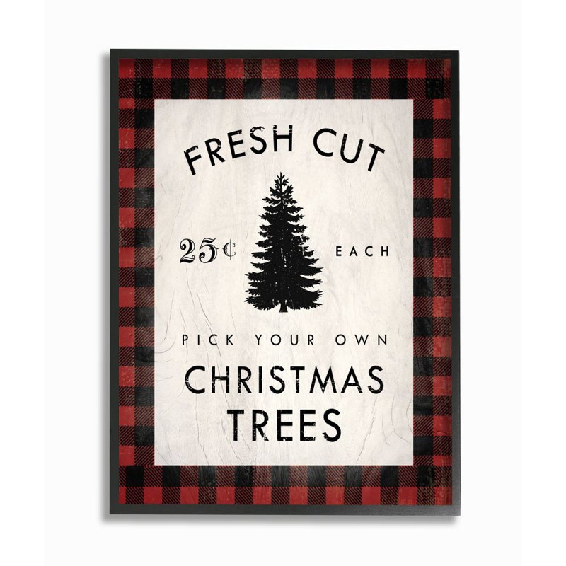 «Fresh Cut Christmas Trees», reproduction d'art textuel, H 30 po x l 24 po, Giclée encadrée noir minuit