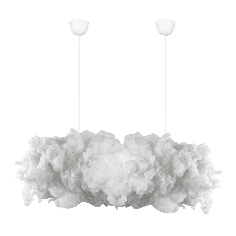 Elegant White Chandelier with Cotton Cap, 35.4 x 17.7 inches | Total Height: 31.5 inches | E27 Socket, Max 40W | CE Certified, Perfect for Dining Room & Living Spaces | Stylish & Modern Lighting Fixture