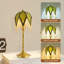 Lampe de table rétro avec abat-jour perlé, 3 températures de couleur, vert et or, style victorien