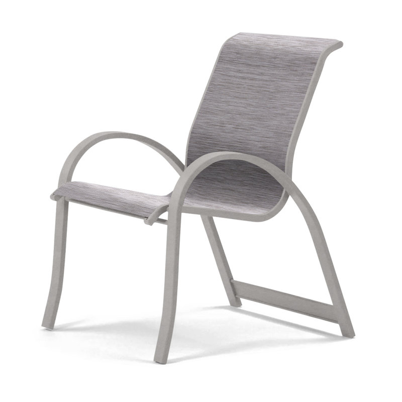 Aruba Stacking Patio Dining Armchair, Red 1D Sunbrella®, Warm Gray