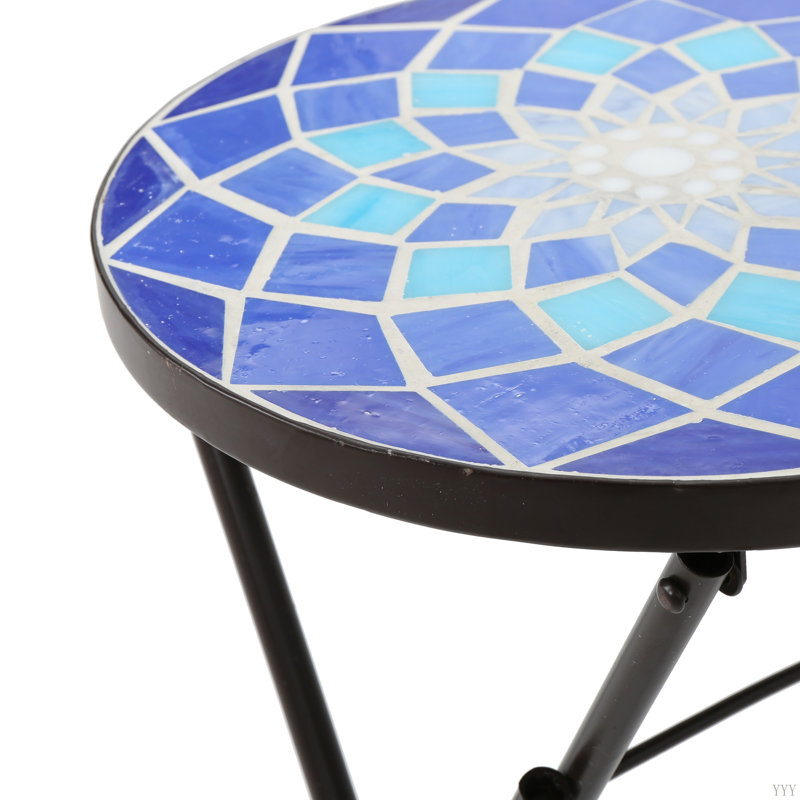 Table d'appoint extérieure pliante avec plateau et structure en fer